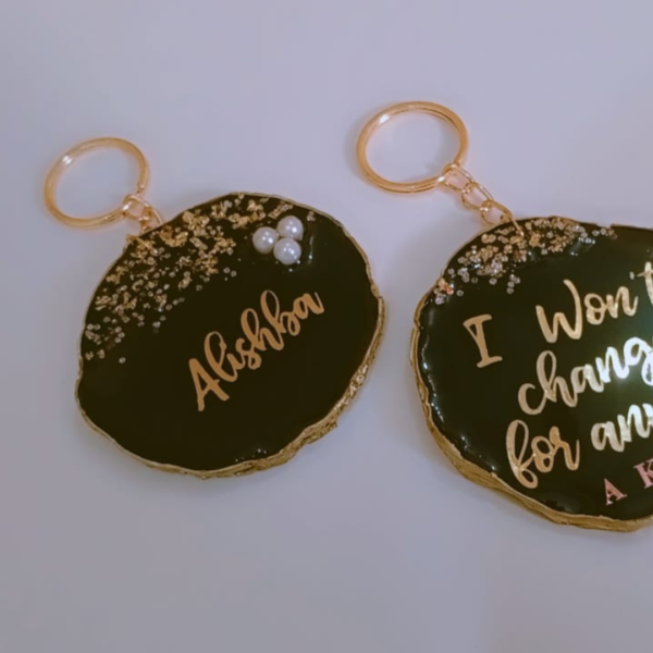 Customizable round Keychain ( Black ) - Image 2