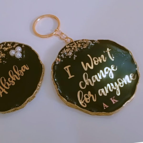 Customizable round Keychain ( Black )