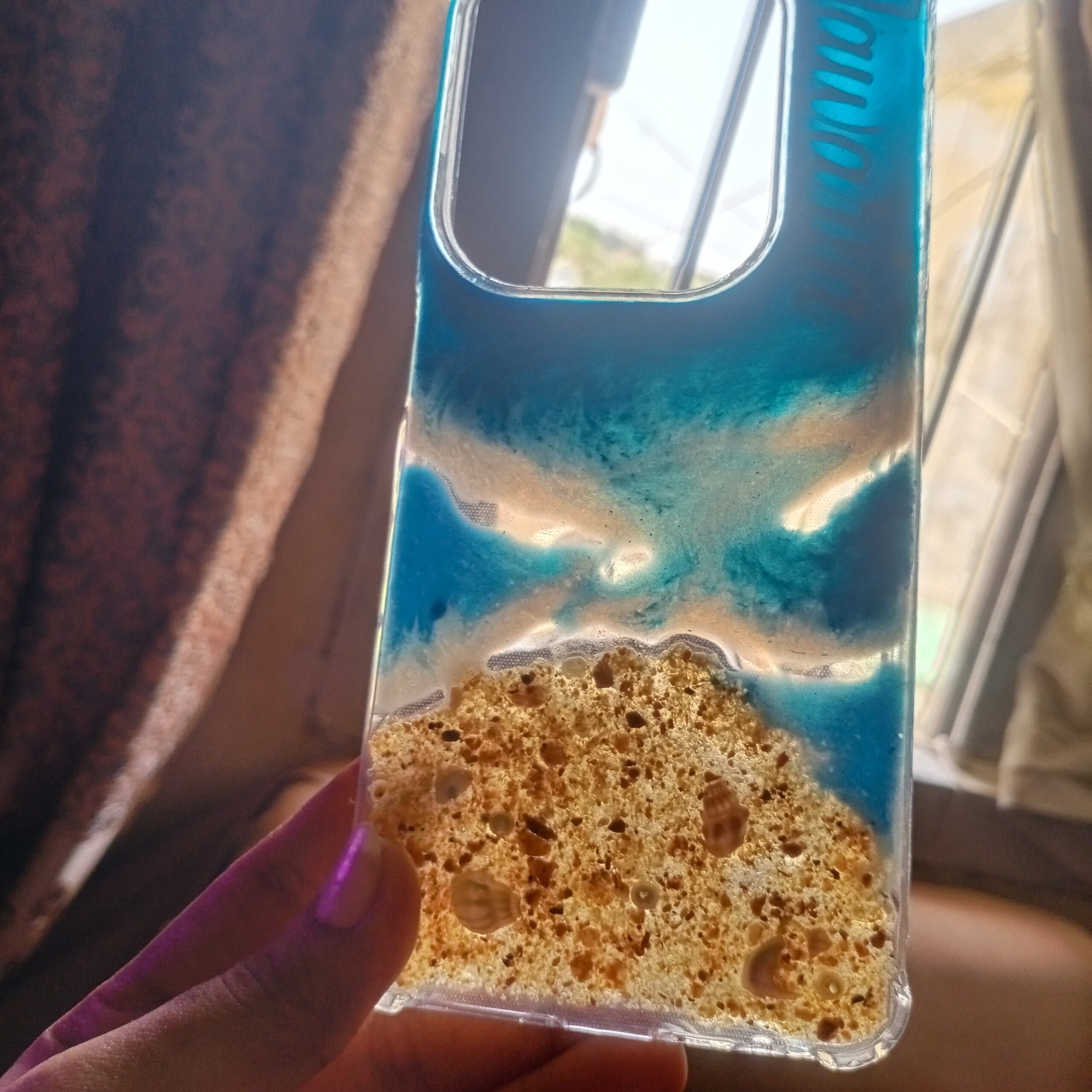 Ocean-Beach Resin Phone Case with custom name - Image 4