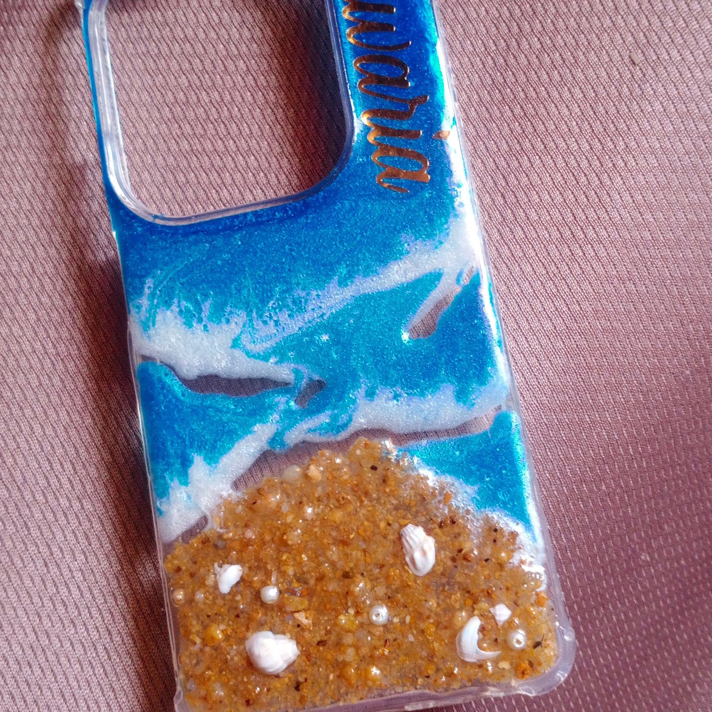 Ocean-Beach Resin Phone Case with custom name - Image 5