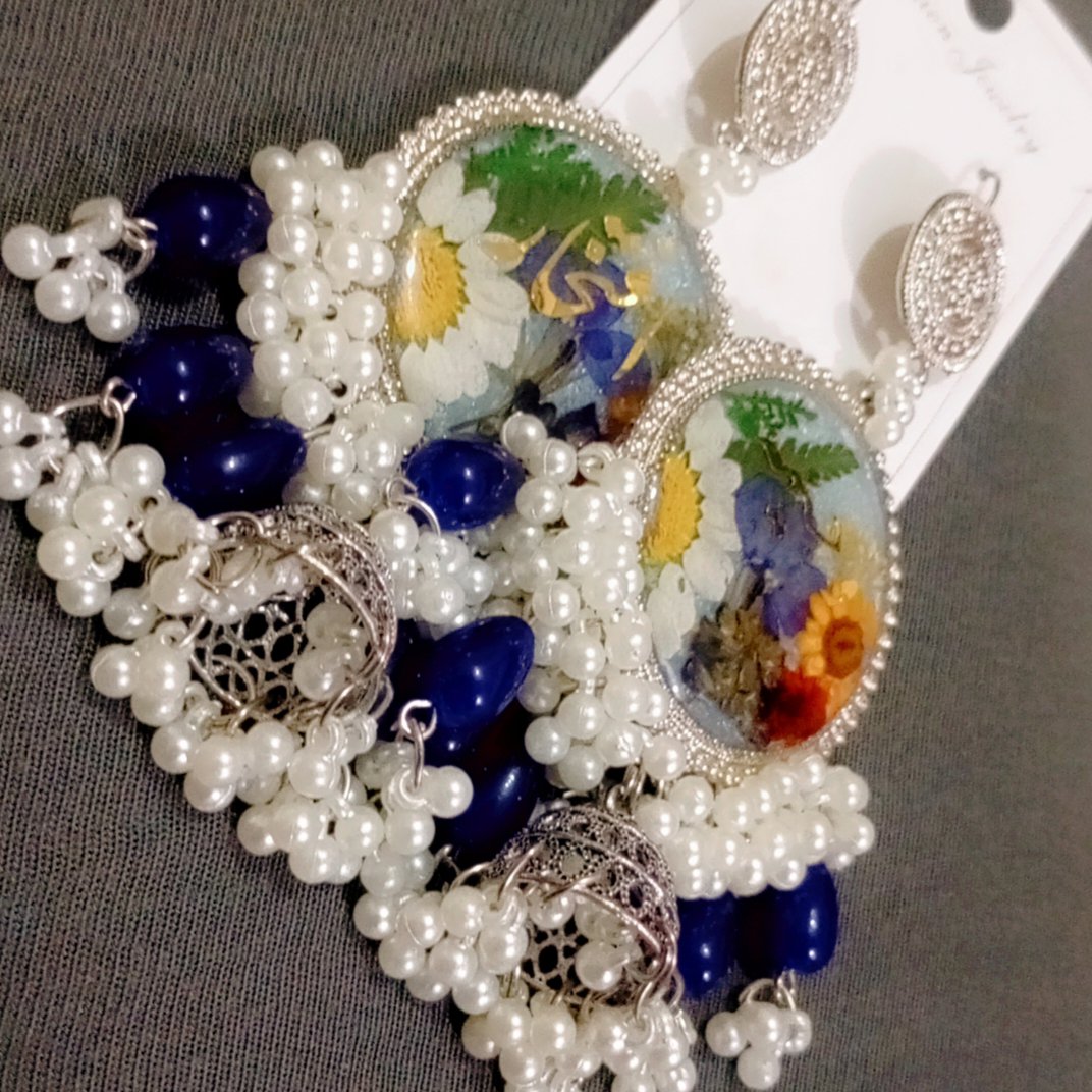 Botanical Bloom Resin Jhumka - Image 2